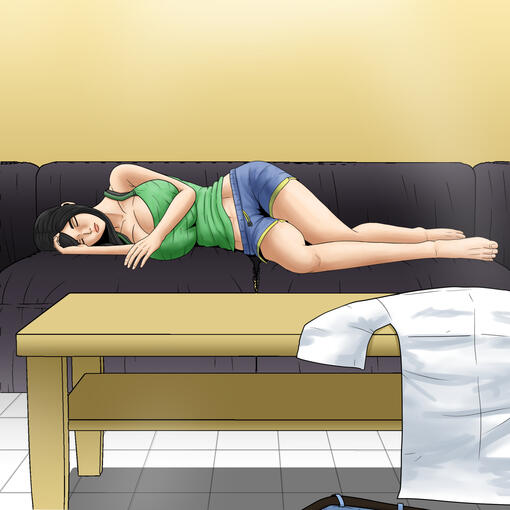 Sleeping on sofa